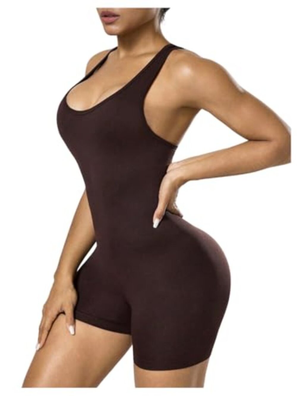 Sleeveless Crisscross Backless Workout Romper Seamless Fitness Jumpsuit